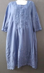 Vestido informal de verano ROAMAN'S para mujer talla 20W azul bebé con ojales - Imagen 1 de 8