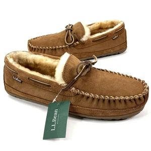 LL BEAN Hombre Marrón Gamuza Piel de Oveja Mocasines Zapatillas Hombre Zapato Talla 11 Nuevo con Etiquetas - Imagen 1 de 13