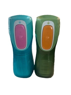Contigo 14 oz. Botella de agua Trekker Autoseal para niños paquete de 2 verdes y azules Foto 1 de 4
