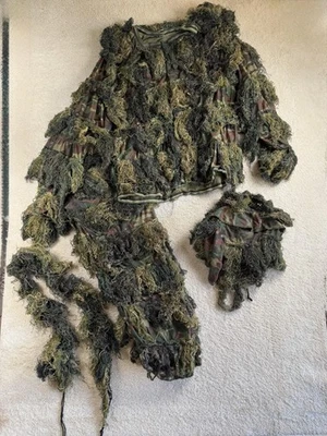 Ghillie Suit 3-Piece Woodland Camo Adult XL/XXL Jacket Pants Hood w/ Bag Sniper - Image 1 of 4