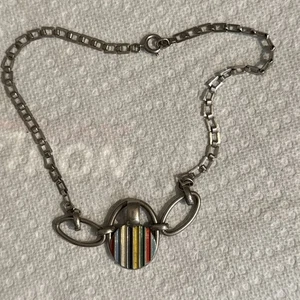 CANDIED Scrolled Striped Pendant Green Orange Yellow Purple White Blue Necklace - Picture 1 of 6