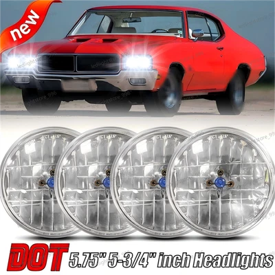 Fits Buick GS 455 1970-1972 5.75" 5-3/4" Round Halogen Headlights Hi/Lo beam - Image 1 of 4