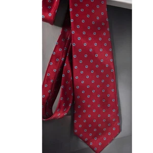 Corbata roja Egon Von Furstenberg azul lunares mezcla de seda potencia carrera clásica - Imagen 1 de 4
