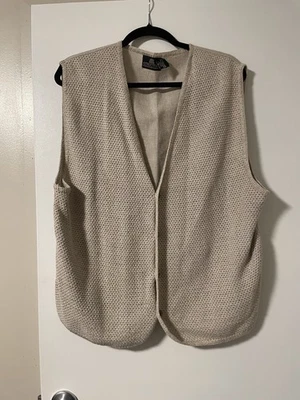 Vintage Structure Button Cardigan Sweater Vest Cream Cotton Linen Men's XL - Image 1 of 4