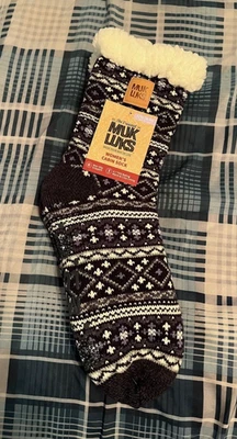 Calcetines de cabina MUK LUKS cálidos acogedores forrados pinzas antideslizantes para mujer L/XL (8-10) NUEVOS CON ETIQUETAS Foto 1 de 2