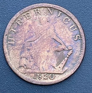 1820 Ireland Hibernicus Halfpenny Token Coin Hibernian Lot G25 - Picture 1 of 2