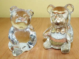 2 Glas Teddybären Vintage Prinzessin Haus Haustiere & Sand von Devon Bleikristall - Bild 1 von 4