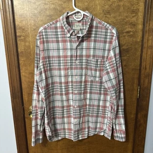 J Crew Hemd Herren Large rot grau Knopfleiste Langarm kariert Slim Fit - Bild 1 von 11