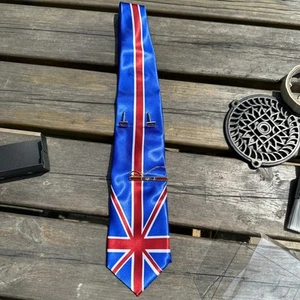 Union Jack Krawatte, Manschettenknöpfe und Krawattennadel Set. Die Union Flagge, patriotische Krawatte. - Bild 1 von 10