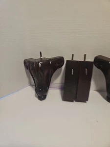 Set Of 4 Antique Vtg Wood feet ,Sofa, 6.5" 2 Front 2 Back Cherry FF1 - Picture 1 of 4