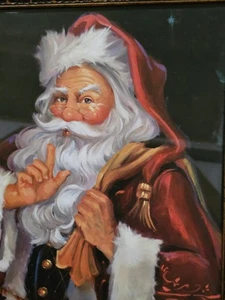 Weihnachtsmann gerahmte Wanddeko Weihnachten Home Interiors Vintage - Bild 1 von 9