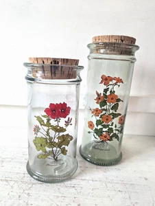 2 grandi barattoli vintage erboristeria erogazione floreale coperchio sughero vetro vintage - Foto 1 di 10