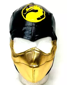 Scorpion Kombat Kids Size Ninja Mask Costume Cosplay Mask Black & Gold - Picture 1 of 5