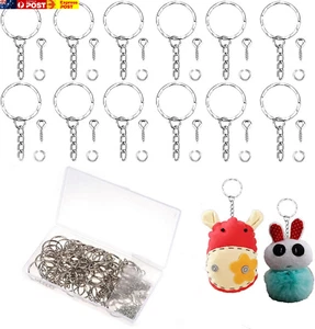 VANANA Key Chain Rings Metal Split Keyrings Silver 50 Pcs Bulk Set with Link Cha - Picture 1 of 8
