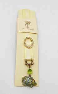 Austrian Crystal Ribbon Bookmark Banded Fish Enameled Rhinestone Two's Company - Imagen 1 de 6