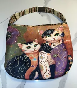 Artistic Cat-Themed Fabric Tote Bag Colorful & Unique Shoulder Bag Cat Lovers - Picture 1 of 24