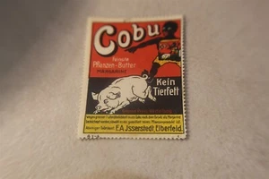 COBU MARGARINE - BLACK CHASING PIG - ELBERFELD POSTER STAMP -NO GUM  - Picture 1 of 1