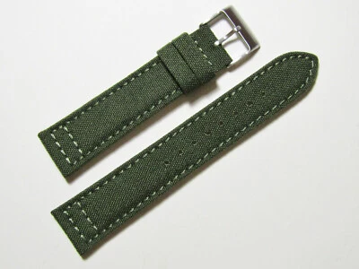 22mm Hadley-Roma MS850 Mens Army Olive Green Cordura Canvas Watch Band Strap - Image 1 of 3