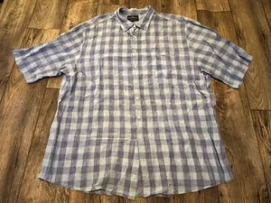 Rodd And Gunn Linen Blend Shirt 3XL XXXL Orig Fit Blue Plaid Check EUC - Picture 1 of 5