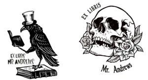 Custom Ex Libris-Hand Held Book Embosser- Raven - Skull Library Custom Embosser - Picture 1 of 9