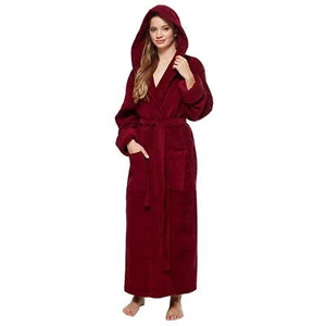 Maroon Cotton Waffle Weave Bathrobe, One Size Adult. - Picture 1 of 1