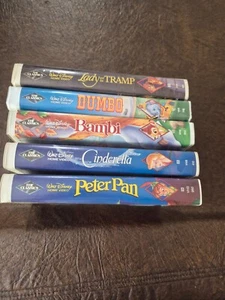 Disney Classics VHS (5) some with original inserts, Bambi, Dumbo, Cinderella, +2 - Picture 1 of 5