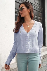 Cozy cable-knit cardigan - buttons - Picture 1 of 12
