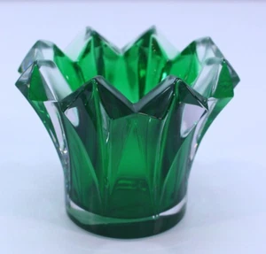 Mikasa Skyline Votive Candle Holder Green Heavy Lead Crystal Czech Republic - Picture 1 of 8
