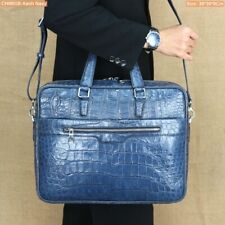 NAVY BLUE  Genuine CROCO.DILE/GATOR Leather Laptop bag,Messenger bags,Mens bag