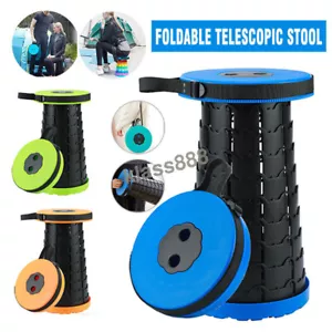 Portable Retractable Telescopic Folding Stool Seat Camping Fishing Travel Chair - Picture 1 of 18