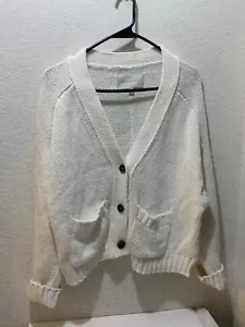 Brochu Walker The Cropped Cardigan Bianco Sale Donna Taglia L - Foto 1 di 4