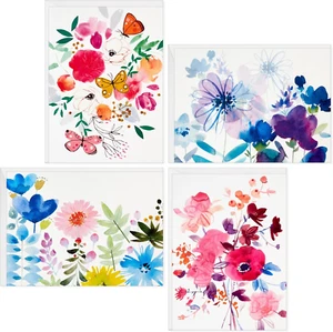 48 Blank Cards Assortment with Envelopes, Painted Floral Designs, All Occasion - Picture 1 of 7