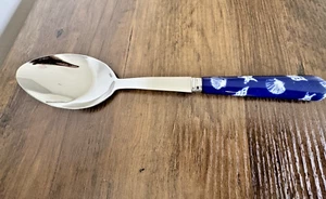 Serving Spoon-Coquillages Pattern-Sabre France-Seashells-10"-Blue/White - Picture 1 of 10