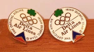 Pair of Delta Air Lines Irish Olympic Team Enamel Pins Limited Edition - Picture 1 of 2