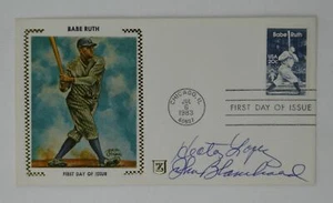 Hector Lopez Johnny Blanchard Signed First Day Cover FDC Z Silk Cachet Babe Ruth - Picture 1 of 3