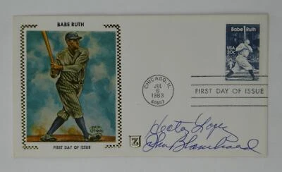 Hector Lopez Johnny Blanchard Signed First Day Cover FDC Z Silk Cachet Babe Ruth - Image 1 of 3
