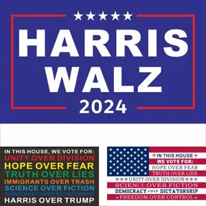 Bandiera Presidente USA KAMALA HARRIS WALZ 2024 Salva Democrazia Vinta Votata - Foto 1 di 7