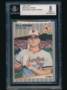 1989 Fleer #616E Billy Ripken Black Box on Bat Handle bill BGS 8 - Picture 1 of 2