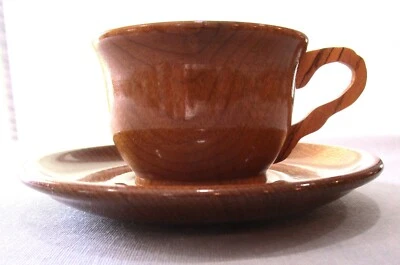Taza y platillo Duncan Myrtle Wood Crofter vintage mediados de siglo, etiqueta, retro, marrón Foto 1 de 4