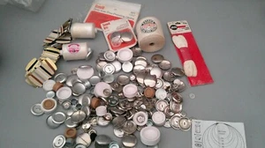 Job lot vintage metal cover buttons & threads - Picture 1 of 6