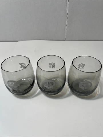 VINTAGE CINCINNATI BENGALS NFL Smoked Glass 4.25" TUMBLER (set of 3) VERY NICE! Cover