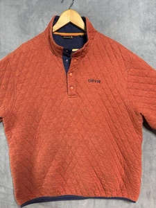 Orvis Quilted Snap Sweatshirt Pullover Herren Large Burnt Orange/Navy Light&warm - Bild 1 von 12