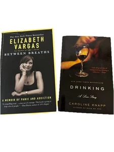 Lot of 2 Addiction/Recovery Books - Between Breaths & Drinking: A Love Story - Picture 1 of 11