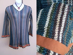 Suéter Túnica Soft Surroundings NUEVO Colores Otoño Talla Grande 1x Top Abierto Metálico - Imagen 1 de 13