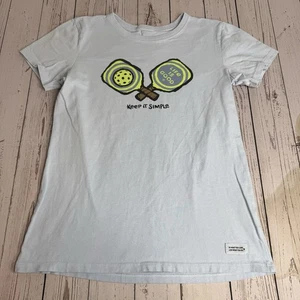 Life is Good Pickleball Crusher Tee Keep It Simple Womens Small T Shirt Blue - Picture 1 of 8
