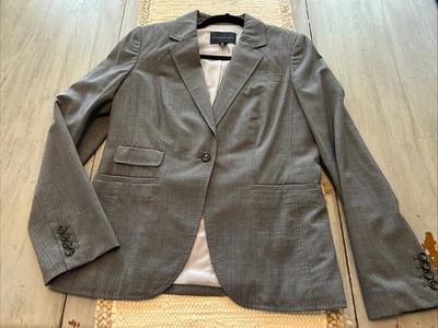 Banana Republic Gray Pinstripe Wool Blazer One Button Womens Sz 12 - Image 1 of 4