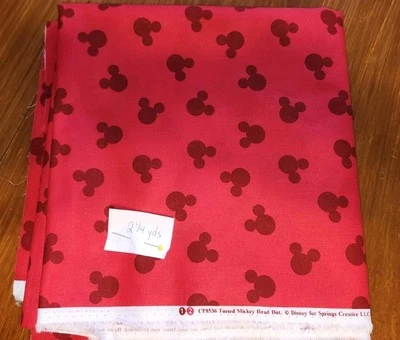 DISNEY TOSSED MICKEY HEAD Cotton Fabric by Springs Creative 2 1/4 Yrd CP8536 - Image 1 of 4