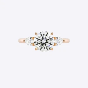 Diamond Rose Gold Ring For Wedding Lab Grown Round 1.9 Carat  IGI Certified 14k - Picture 1 of 10