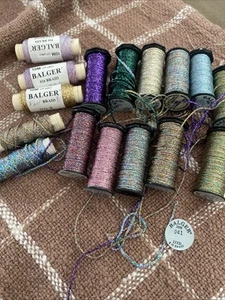 Lot 16 Balger 16 Braid Metallic Gold Purple Pink Mixed Needlepoint Threads - Picture 1 of 1