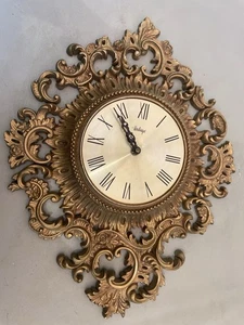 Vintage 1965 BURWOOD Model 4288 Rococo Style Wall Clock - Picture 1 of 14